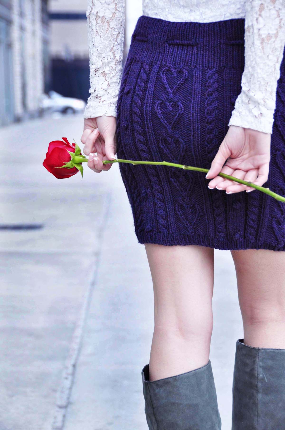 “Heart Me Forever” Cable Knit Skirt