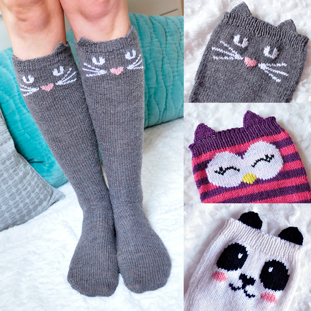 “Check Meowt!” Animal Knee High Socks