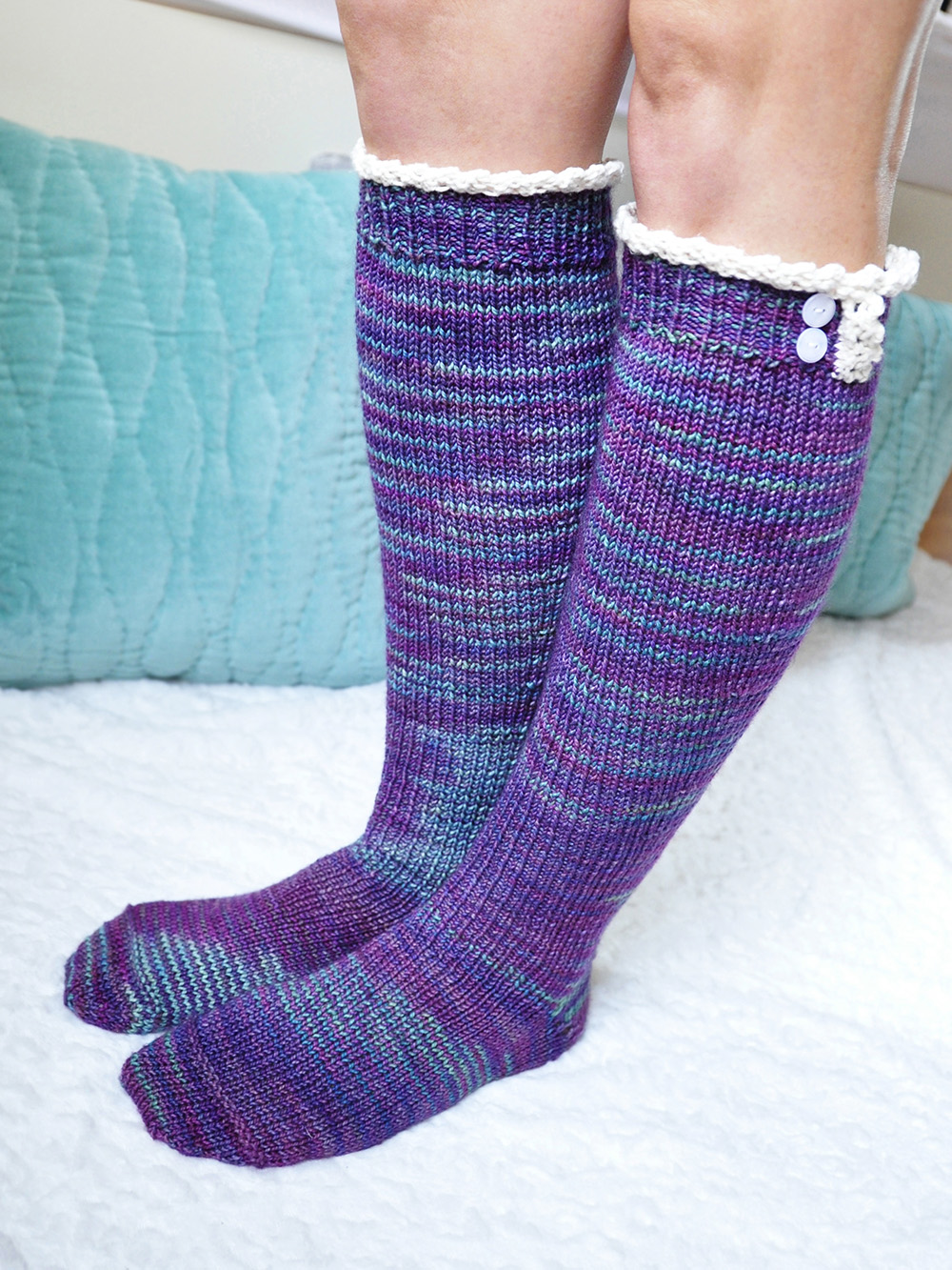 “Young at Heart” Cable Knit Socks with Lace Placket