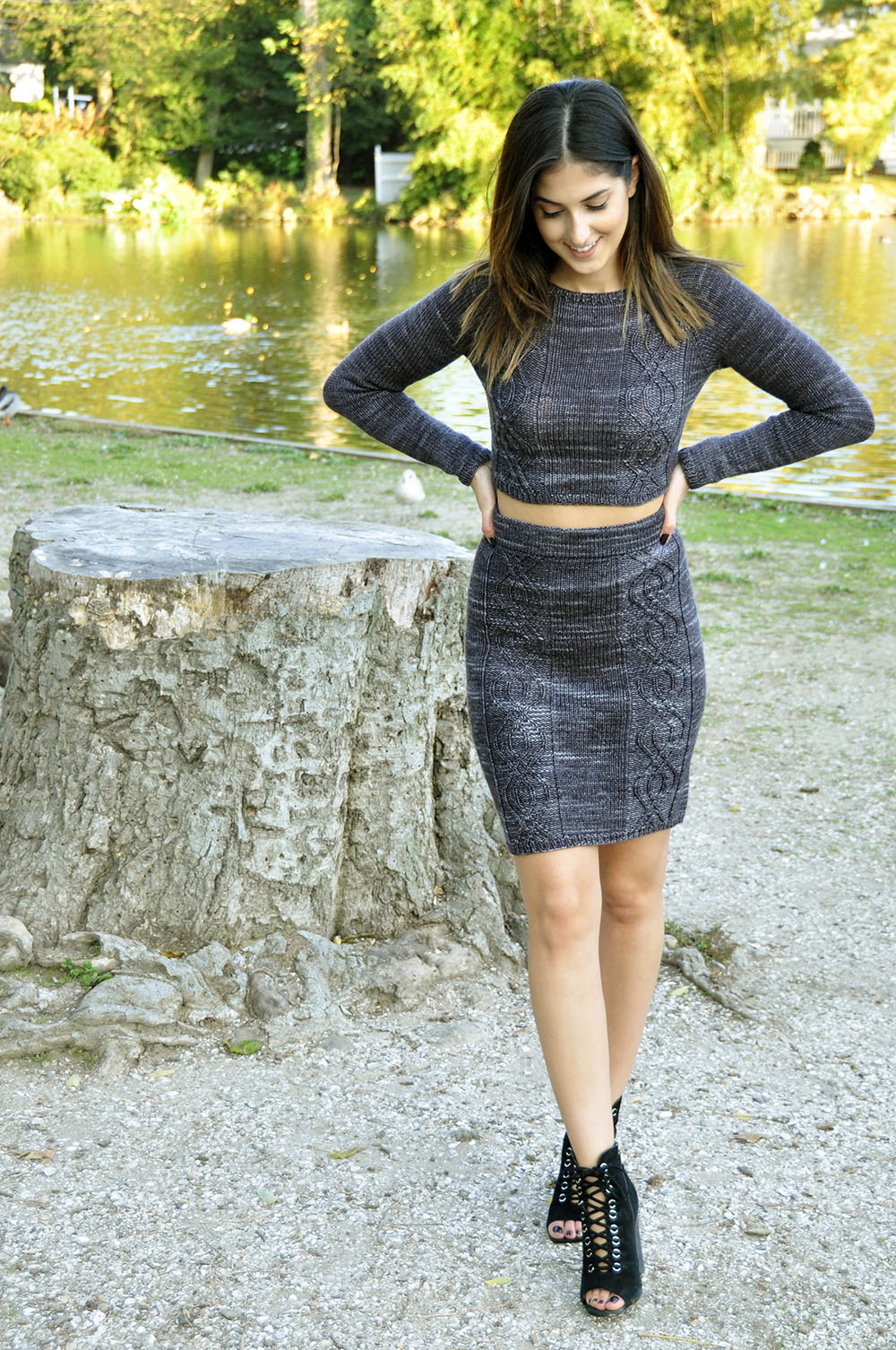 “Crop it Like it’s Hot” Cropped Sweater and Pencil Skirt Set